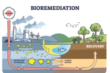 Microbes breaking down contaminants in soil - Bio-remediation in action.