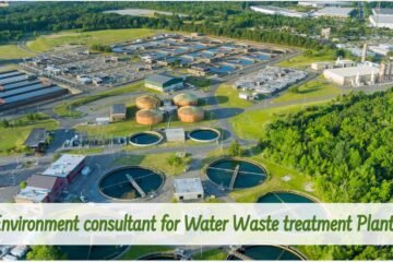 "Image featuring an environment consultant overseeing a water waste treatment plan."